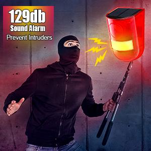 Solar Motion Sensor Alarm Siren, 129dB Outdoor Security Alert with 6 LED Flash Warning, Dual Solar and DC Charging : Industrial & Scientific