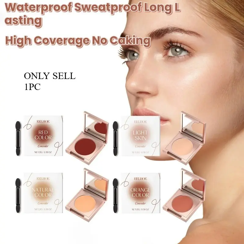 Eelhoe Colors Concealer Makeup, Covers Facial Blemishes, Oil Control, Waterproof, Dark Circles Cover, Full Coverage, 5g