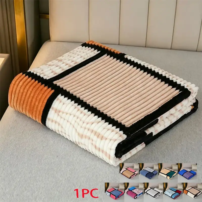 New Square Print Plaid Blanket, Thick Soft Comfortable Skin-Friendly Not Heavy, Suitable for Bedroom Living Room Office Nap Sofa Blanket