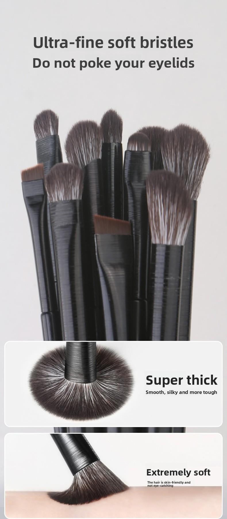 Soft Bristle 10-Piece Makeup Brush Set Eyeshadow Eye Makeup Blending Aegyo-sal Eyeliner Detail Nose Shadow Brush Beauty Tools