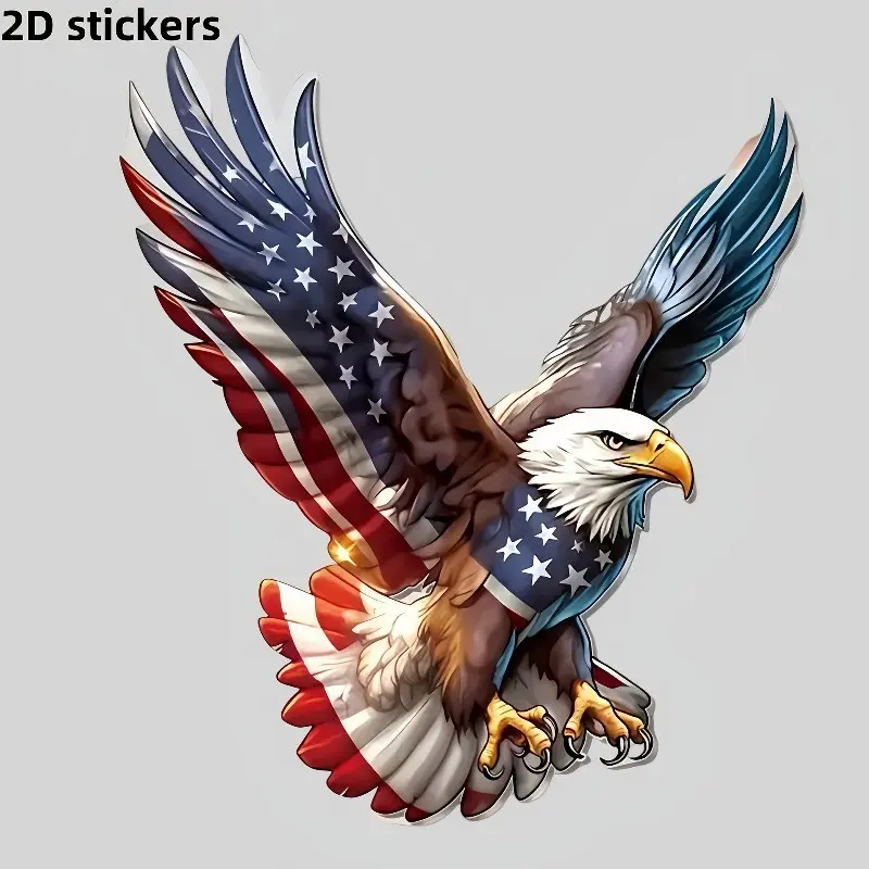2D American Flag Eagle Sticker, High-Quality PVC, Waterproof, Durable Adhesive, Perfect for Cars, Laptops, Motorcycles, Suvs, Trucks