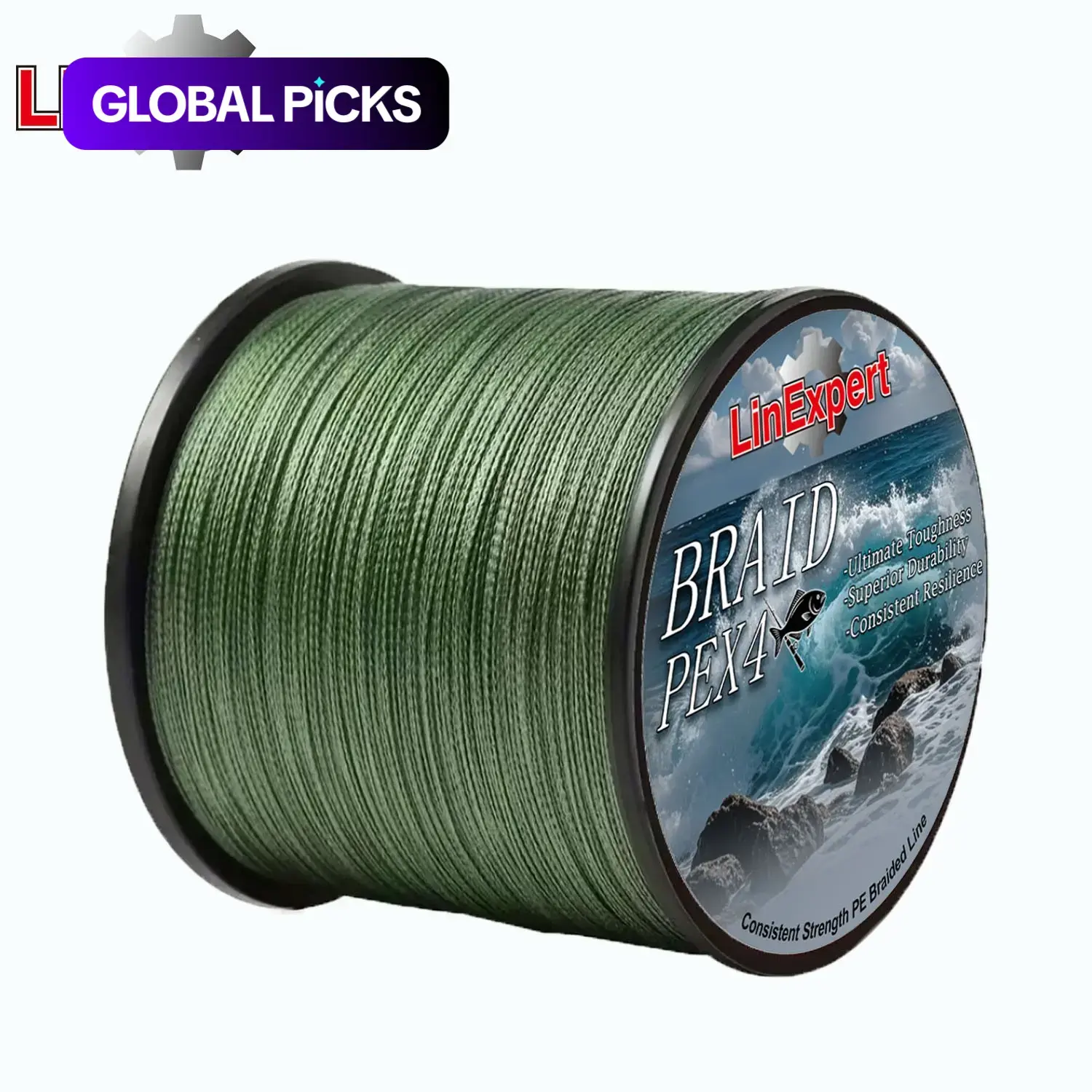 Linexpert Strong 4-Strand Braided Fishing Line, Durable 300 m/500 m High-Tensile Fishing String for Lure and Ice Fishing, Outdoor Fishing Supplies