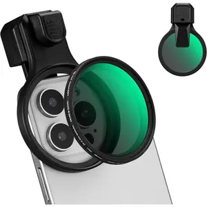 58mm Press-on ND2-32 Phone Lens Filter Kit, Multi-Coated VND Filter Compatible with iPhone 12-17 Standard/Pro/Pro Max, Fits 58mm Threaded Filters