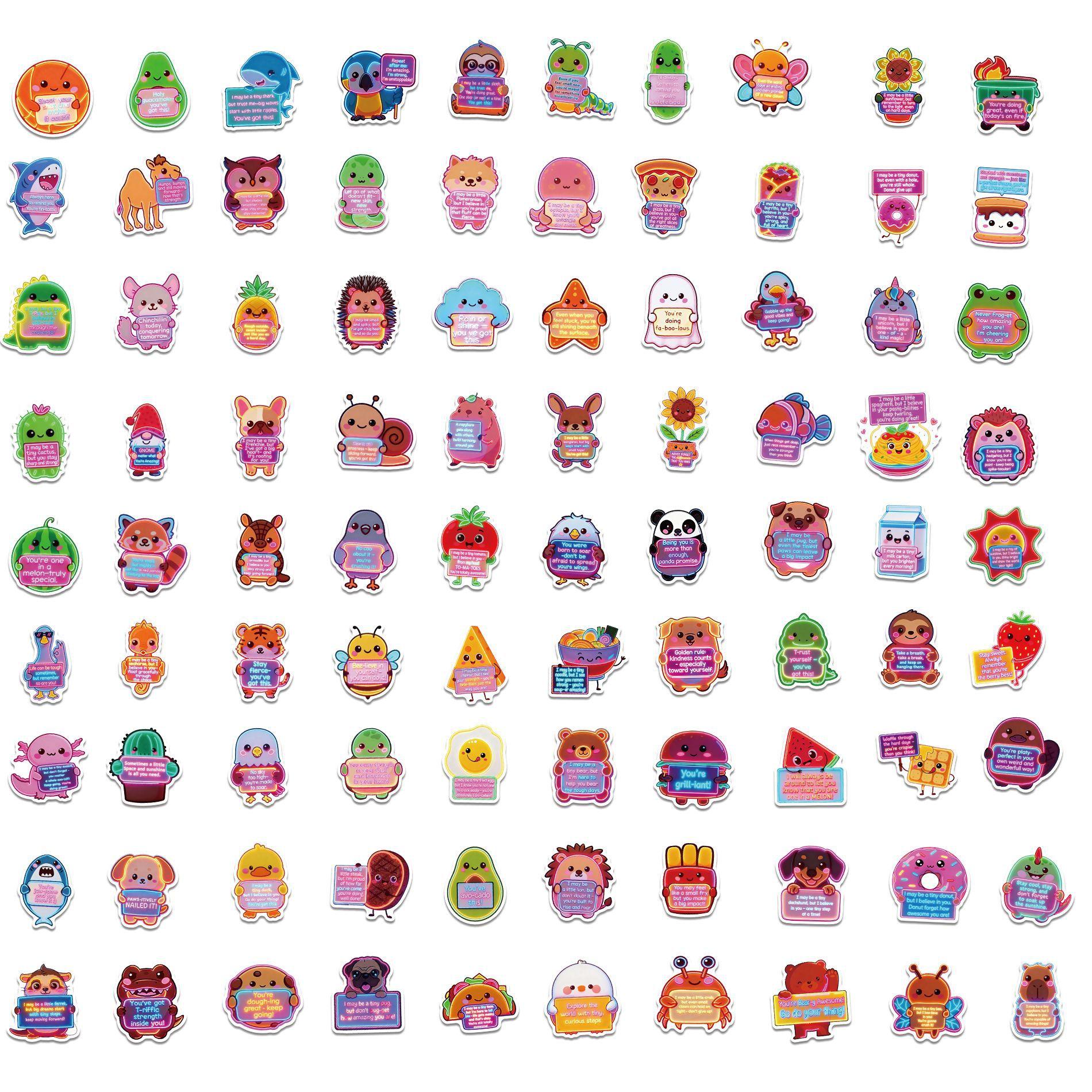 200Pcs Emotional Support Animal Stickers, Neon Funny Motivational Vinyl Decals Bulk for Laptop Water Bottle, Mental Health Inspirational Gifts for Teens Adults The ultimate mental health sticker haul!pure neon positivity to share with your besties!