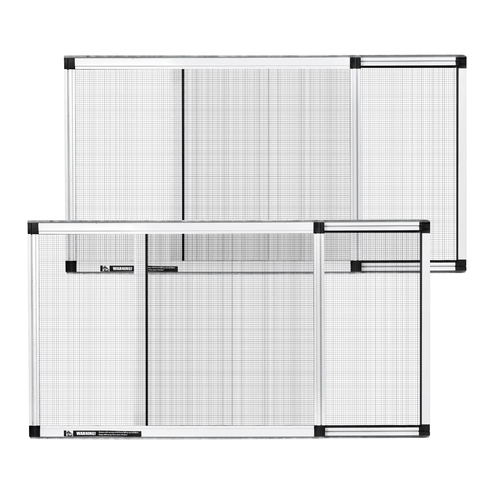 VEVOR 2-Piece Adjustable Mesh Window Screens, 15" H x 21"-40" W Multi-Size Expandable Aluminum Frame Flame-Retardant Screens, Horizontal/Vertical Convertible Installation for Home Use