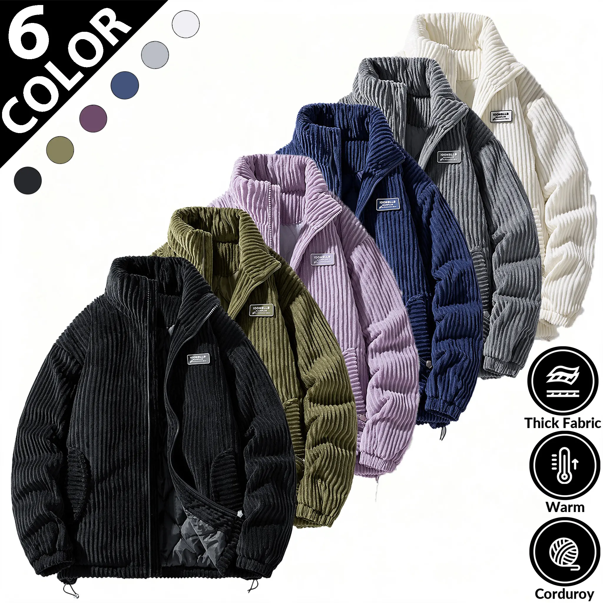 2026 Men’s Winter Corduroy Padded Jacket, upscale trendy outerwear featuring stylish edgy aesthetics. Made of premium corduroy shell fabric paired with thick warm filling to deliver reliable cold resistance in frigid winter. The textured corduroy surface
