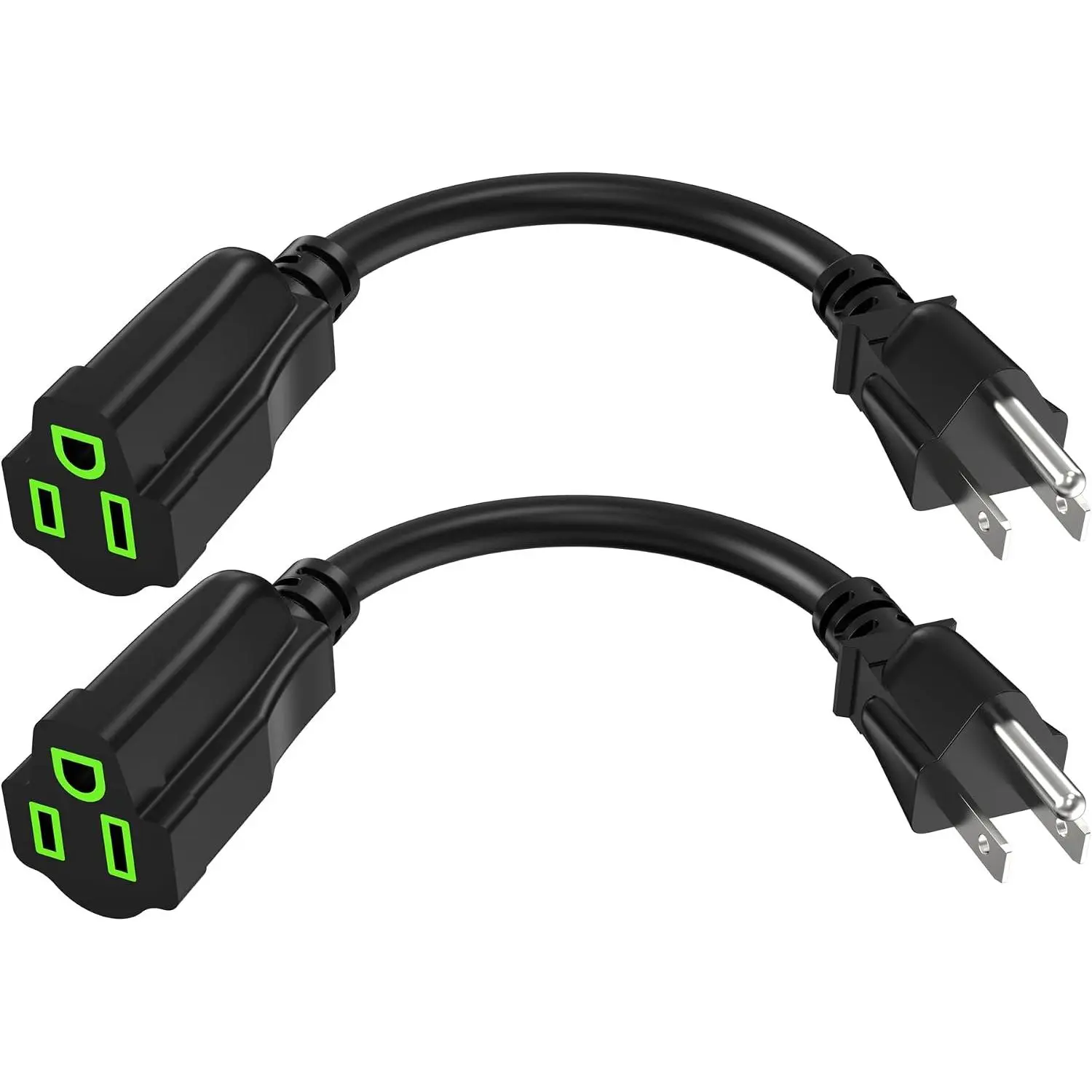 Power Extension Cord 0.5FT/6Inch(2 Pack), Short 3 Prong Electric Extension  Outlet Saver, Single Outlet, Heavy Duty, , Flexible, 16 AWG, 13A 125V, Extender Wires with 15  Ties