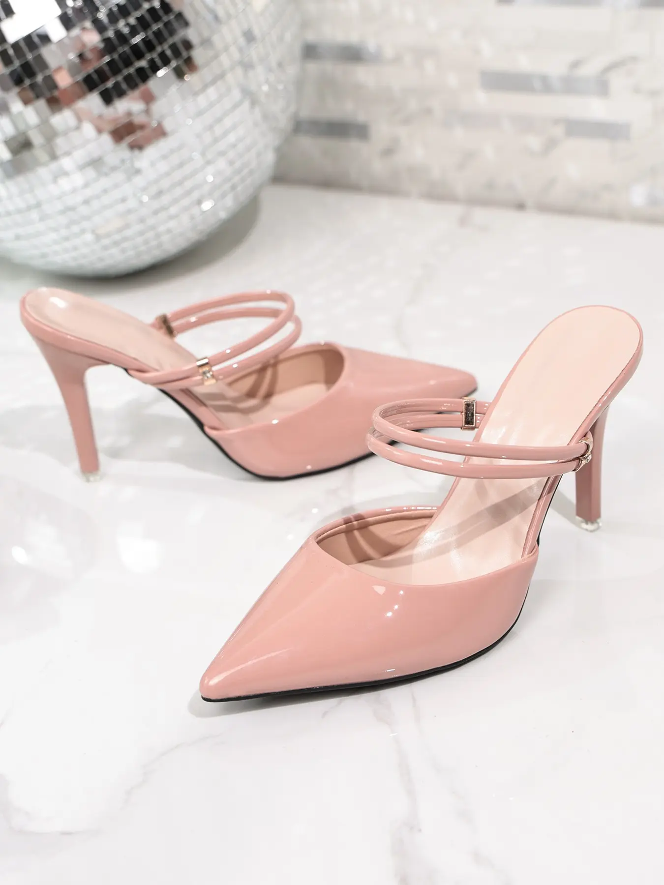 Women's Pointed Toe High Heel Stiletto Sandals, Dressy Sandals, Exquisite Heels, Elegant Two-Way Wear, Jelly Glue Upper, Zinc Sole, Business Occasion, Less Than Ankle Height