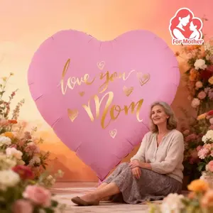 Mother's Day Decorations Balloon, Aluminum Foil Heart Shape, Perfect Gift for Mother's Day Celebrations & Party Supplies