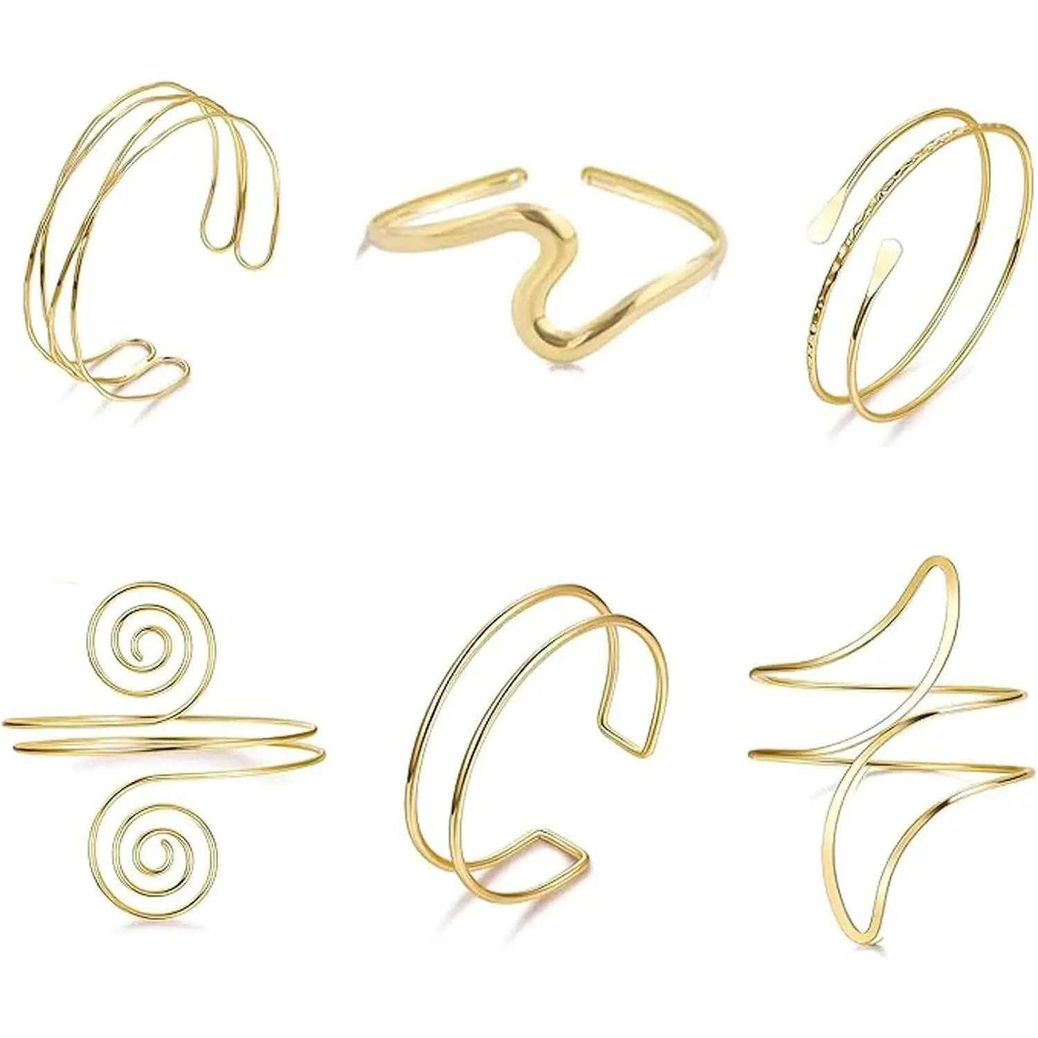 6 count  Arm Cuff , Upper Arm Cuff Bracelets Bangle for Women, Adjustable Minimalist Open Arm Cuff Armlet Armband