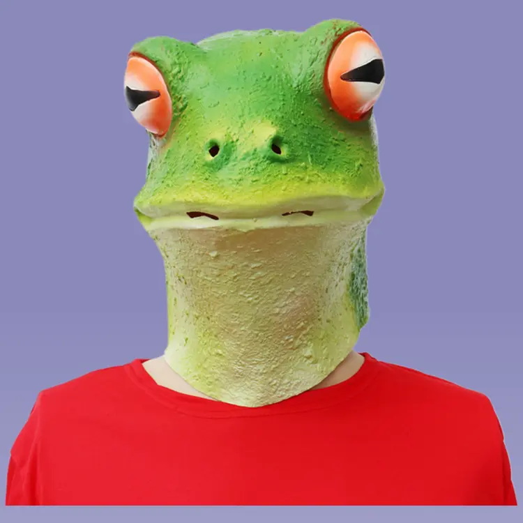 Adorable Face Cute Look Frog Latex Animal Mask - Comfortable Universal Size Halloween Cosplay Prop Head Cover, Fashion & Clothes Accessories, Face Covering Mask Accessory, One Size