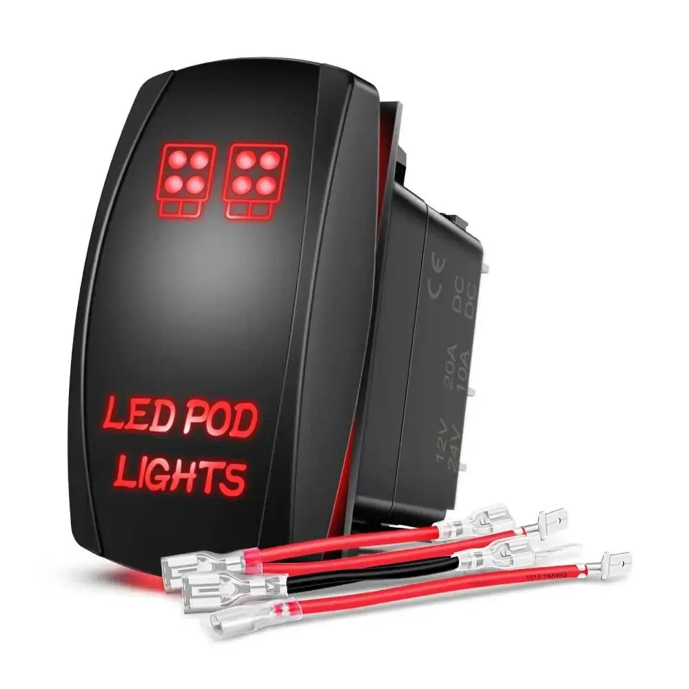 Nilight 5-Pin Laser On/Off LED Pod Lights Rocker Switch, Red LED Light Switches for Home Improvement Electrical Equipment & Supplies