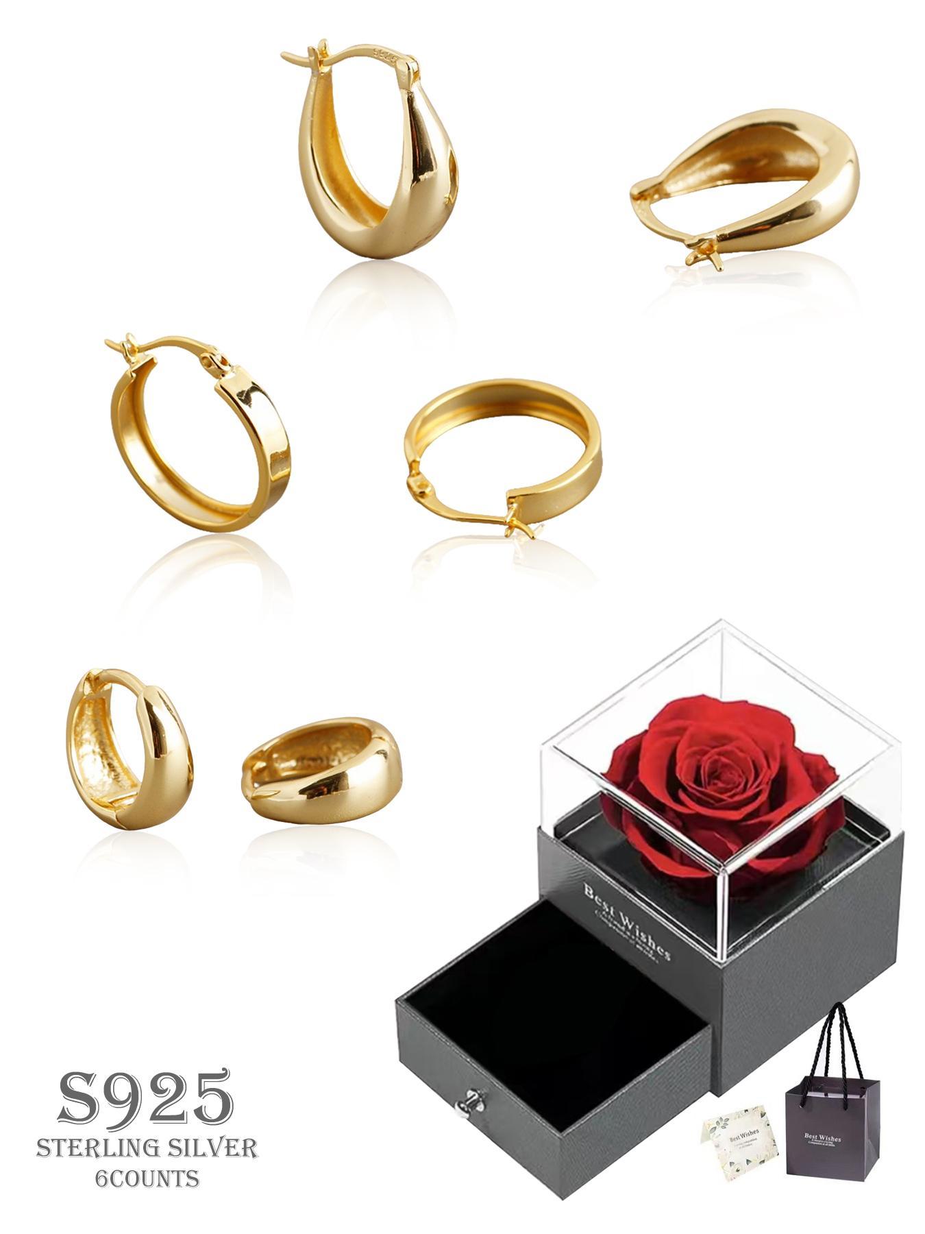 925 Sterling Silver Minimalist Wide Band Hoop Earrings, Elegant Minimalist Earrings, Fashionable Earrings for Women & Girls, Trendy All-match & Exquisite Jewelry for Birthday Gift