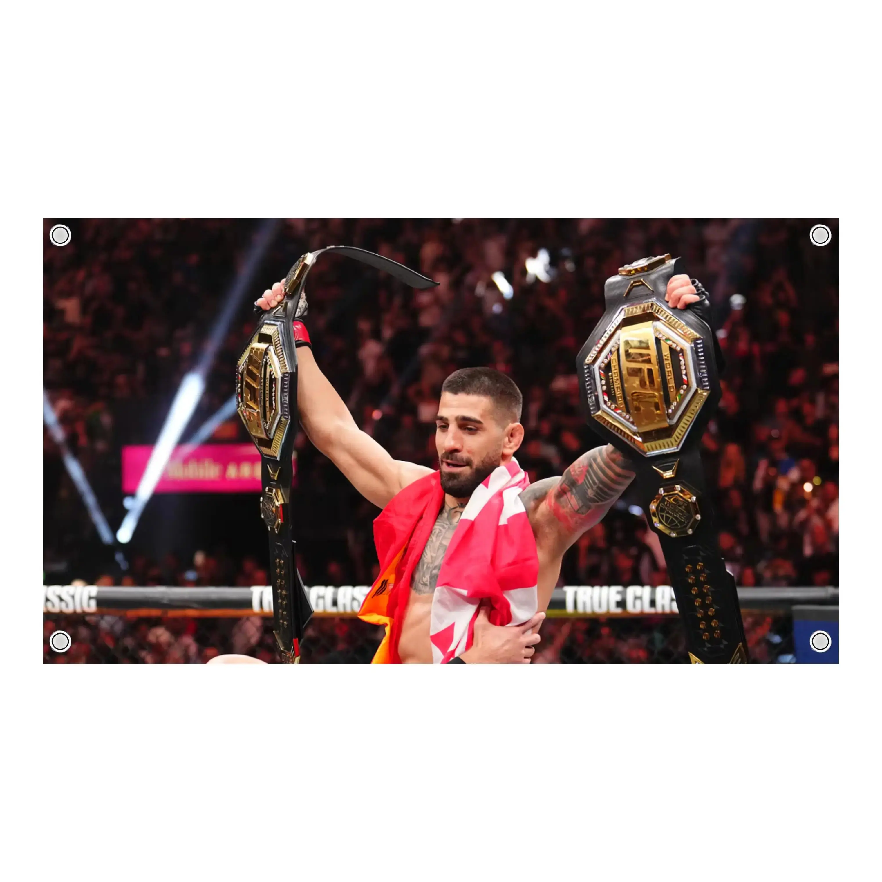 Ilia Topuria 'Double Champ' Graphic tapesry - UFC MMA Fighter  - Ultimate Fighting Championship Wall  Banner, Vintage Fighter Room Decor,  Gift for MMA Fans Men & Women