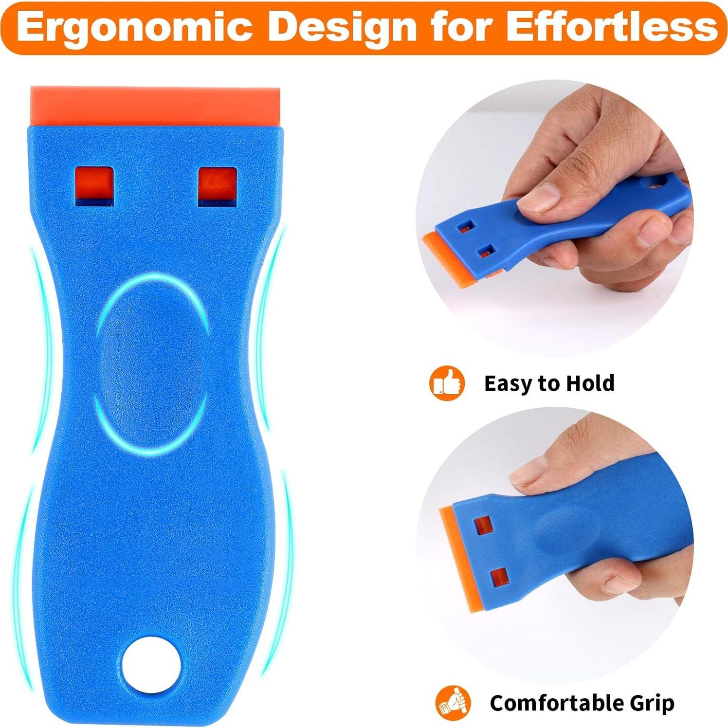 Plastic Blade Scraper Tool with Replacement Blades, Durable Cleaning Scraper for Stickers, Decals, Adhesive & Paint Removal, for Car Glass & Windows, Tough Scraper Tool Accessories #   TOP PICKS