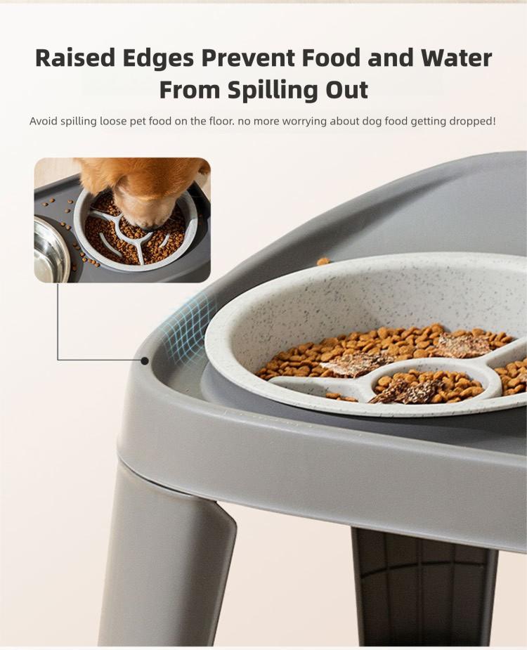 Pet bowl, large dog classic folding tall double bowl medium and large dog bowl, Golden Retriever large dog feeding bowl, food bowl