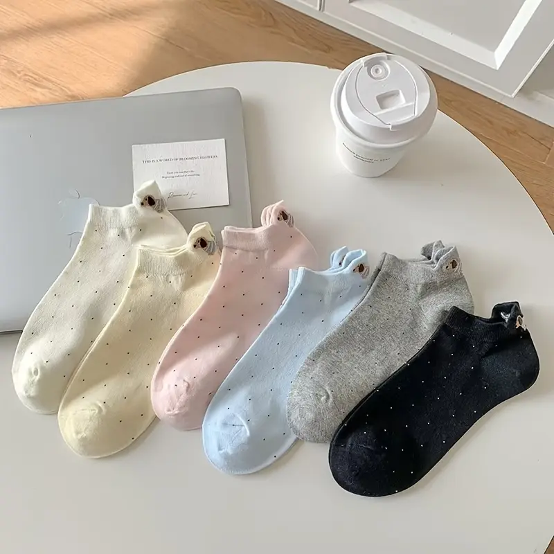 Women's Ankle Socks, 6 Pairs Cute Puppy Print Low Cut No Show, Soft Seamless Comfortable Fabric for Everyday Casual Wear