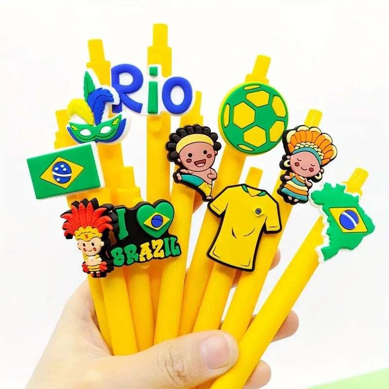 Creative Brazil Football Series Ballpoint Pens, I Love Brazil Neutral Pens, Personalized Writing Gift Pens, Random Styles, 15/25/30pcs