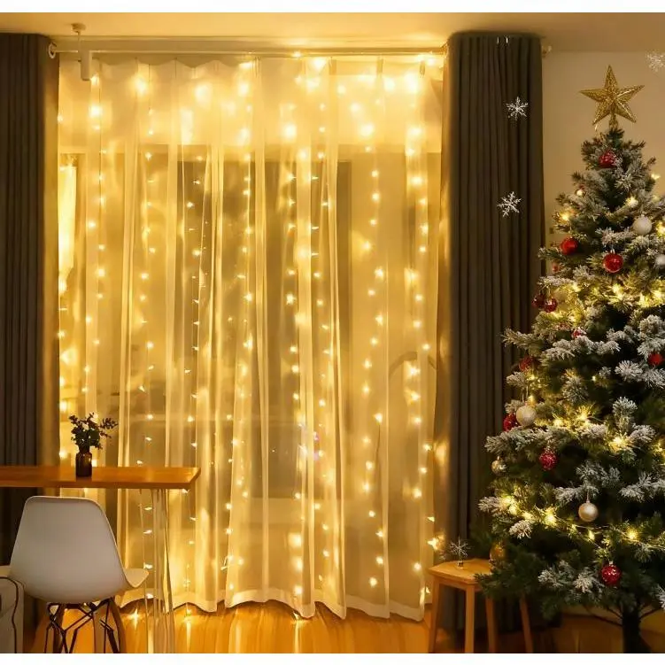 2-Pack Super-Bright 300 LED Curtain Fairy Lights, 9.8x9.8ft Waterproof with 8 Modes & Remote Control, Color-Changing Indoor/Outdoor Christmas Decorations, Aesthetic Room Decor Lights for Bedroom Weddings