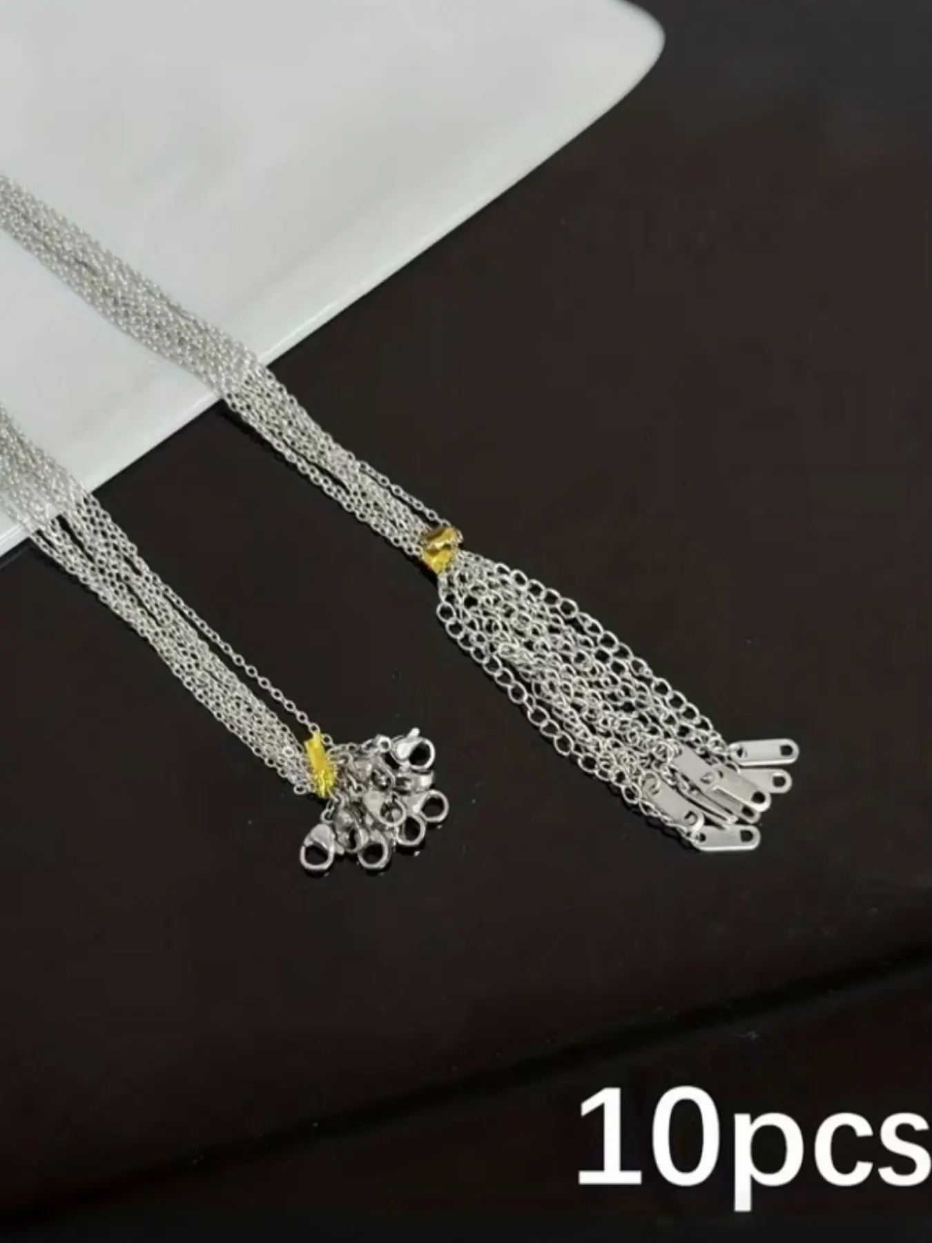 10pcs DIY Jewelry Making Parts, 304 Stainless Steel Chain, 2mm Silver Color O-Link with Lobster Clasp, 45cm+5cm Extender, Necklace Accessories