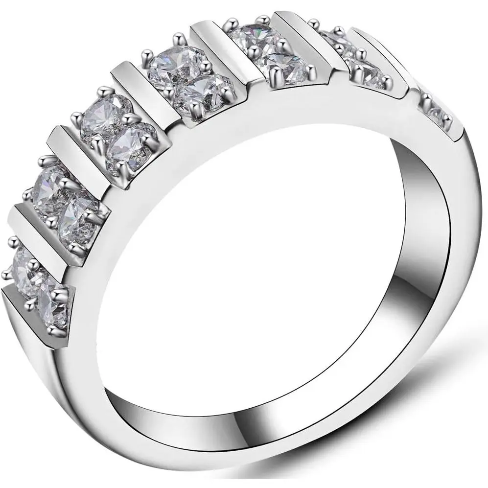 Jewelers Stainless Steel Cubic Zircon Eternity Wedding Engaegment Band Ring