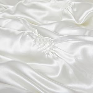 King Size Comforter Set Ivory White, 3 Pieces Soft and Lightweight Silk Bedding, All Season Down Alternative Comforter Bed Set