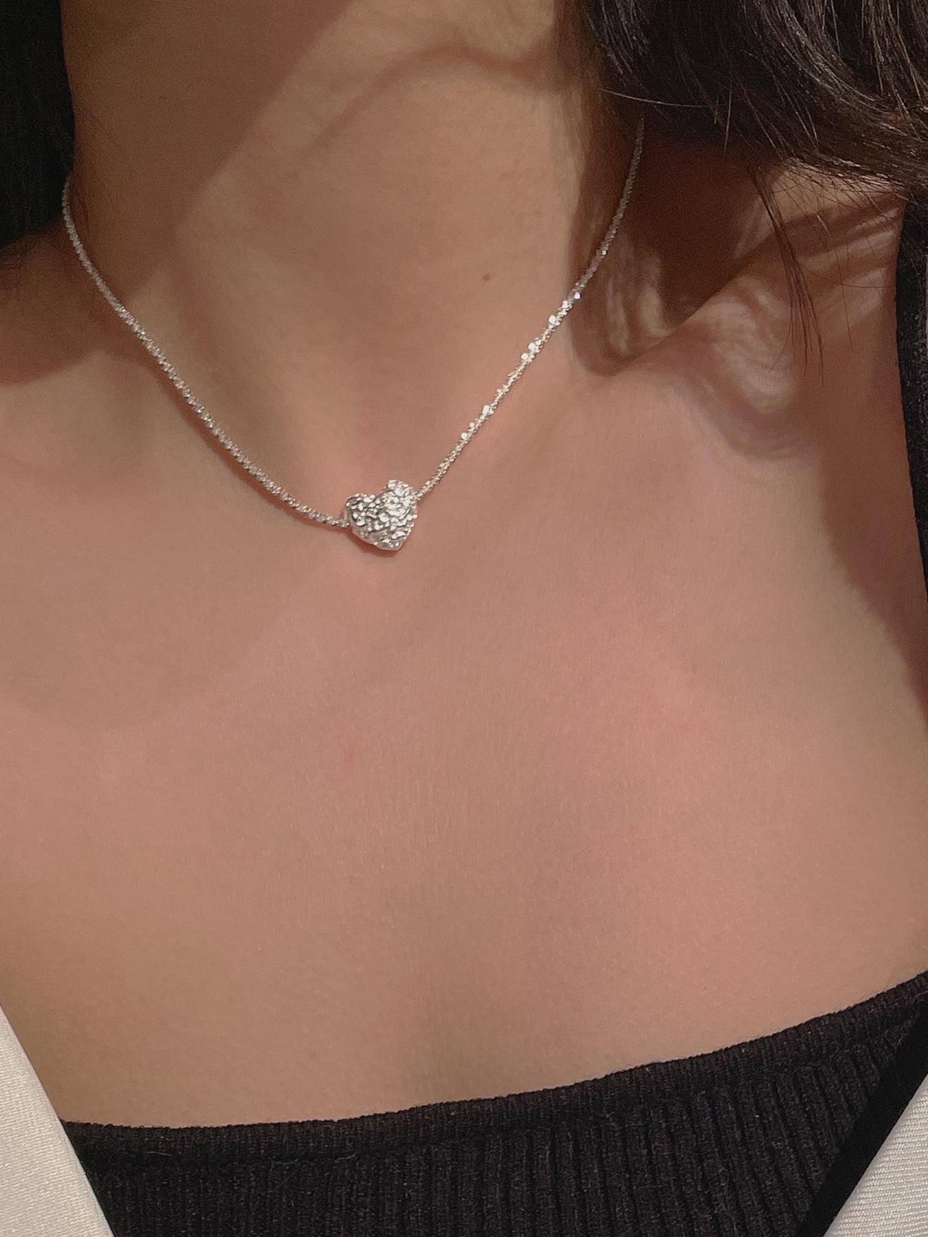 925 Sterling Silver Heart Shaped Pendant Necklace for Women, Fashion Jewelry for Party Clothing Decor, Trendy All-match & Exquisite Jewelry for Birthday Gift, Heart Design Necklace