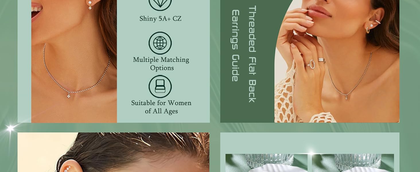 LOLIAS 12Pcs 16Gauge Cartilage Earrings for Women Flat Back-Hypoallergenic Surgical Stainless Steel Stud Hoop Cartilage Earring Set Daith Conch Tragus Helix Piercing Jewelry Single PC