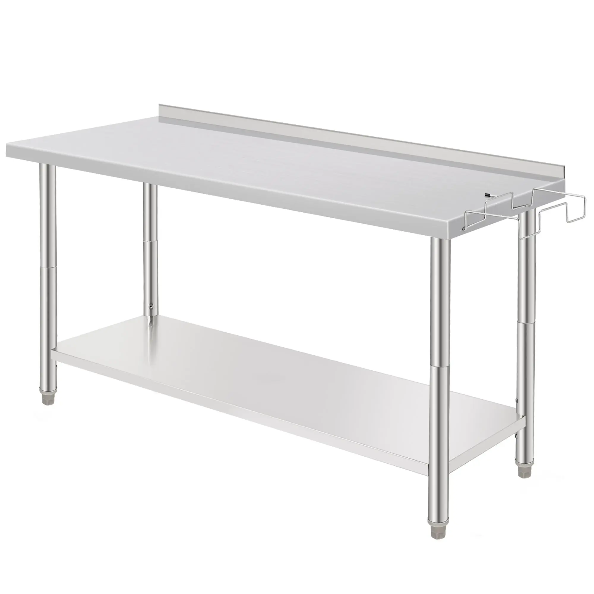 NSF Stainless Steel Work Table with Wheels 60 x 24 Inch Commercial Food Prep Table with Adjustable Undershelf Backsplash Heavy Duty Metal Utility Table for Kitchen Garage Home Brewing Grill Prep Station 660lbs Capacity