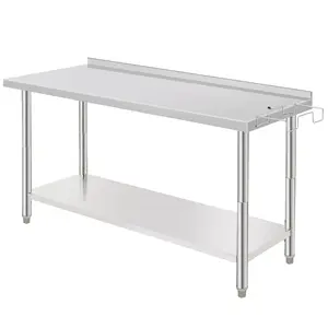 NSF Stainless Steel Work Table with Wheels 60 x 24 Inch Commercial Food Prep Table with Adjustable Undershelf Backsplash Heavy Duty Metal Utility Table for Kitchen Garage Home Brewing Grill Prep Station 660lbs Capacity