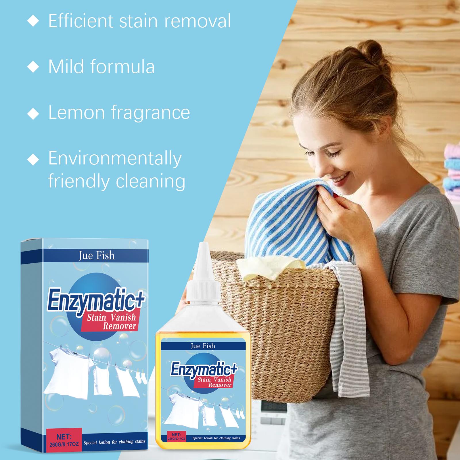 Jue Fish Clothing Enzyme Cleaner, Clean Stubborn Dirt Stains Yellow Sweat Stains Multi-Purpose Clothing Cleaner