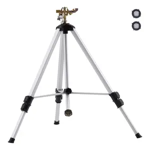 VEVOR Impact Sprinkler on Tripod Base, Heavy Duty Tripod Sprinklers with Brass Head 3/4 Connector, 360 Degree Large Area Coverage Irrigation Sprinkler, Adjustable Heights Sprinkler for Yard Green