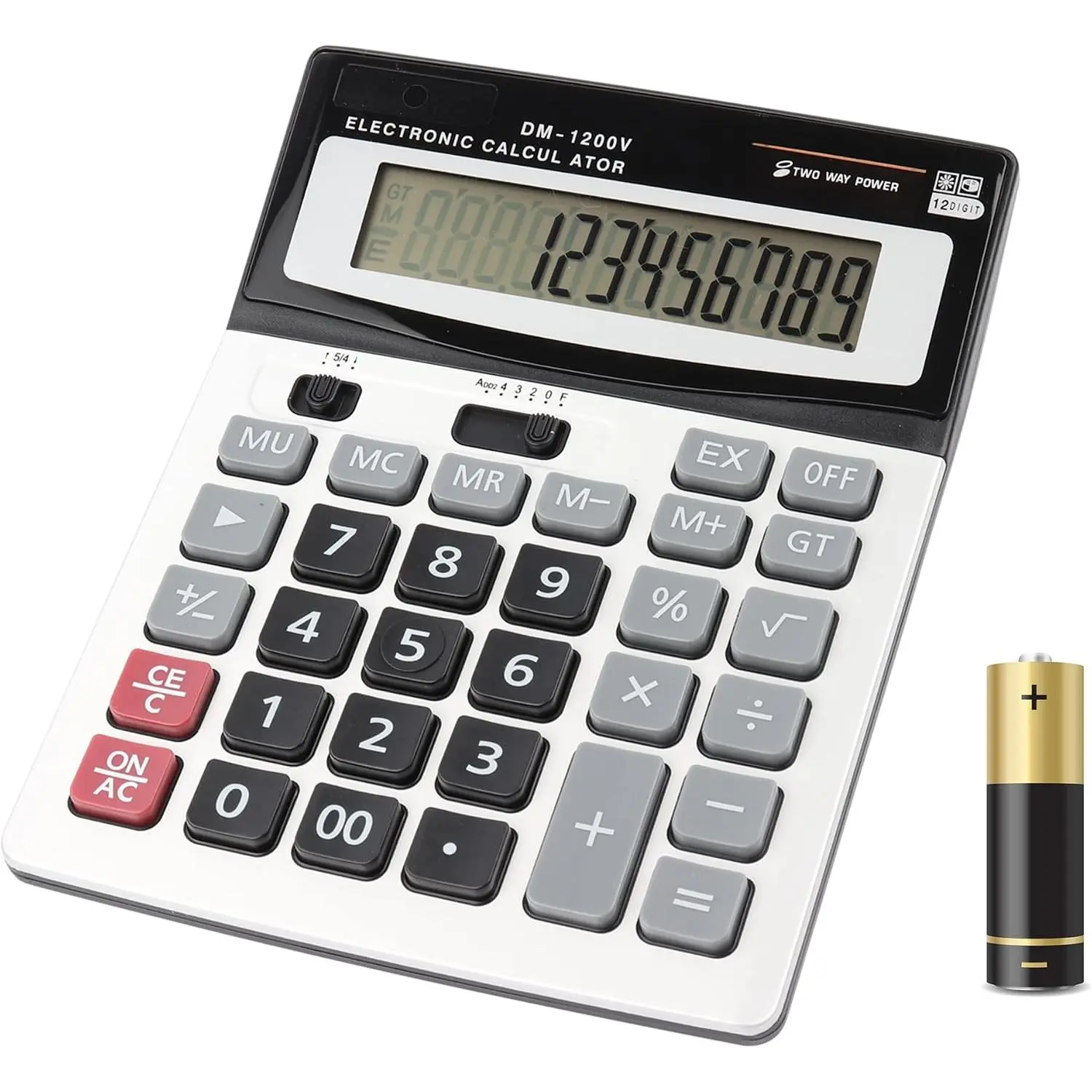 Large  Calculator Counter Solar &  Power 12 Digit Display Multi-Functional Big Button for Business Office School Calculating (1 x Calculator)