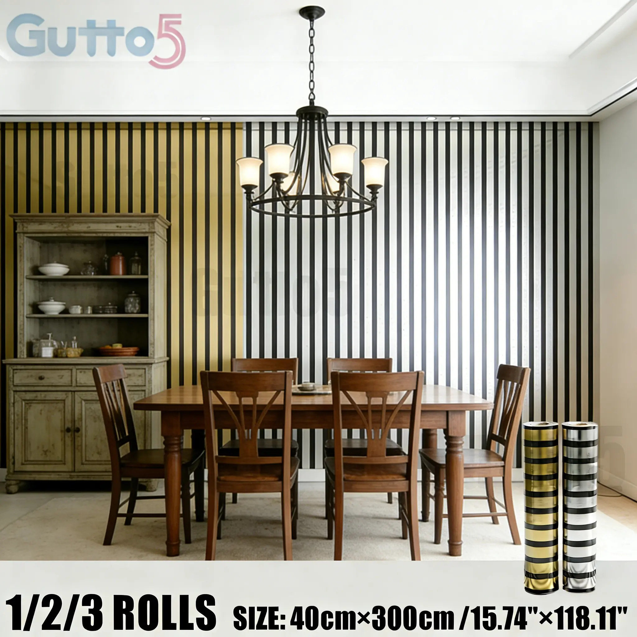 Luxury Self-Adhesive Wall Paper Rolls, DIY Removable Mirror Effect, TV Background Decor, Sofa Bedroom Backdrop, Grille Stripes