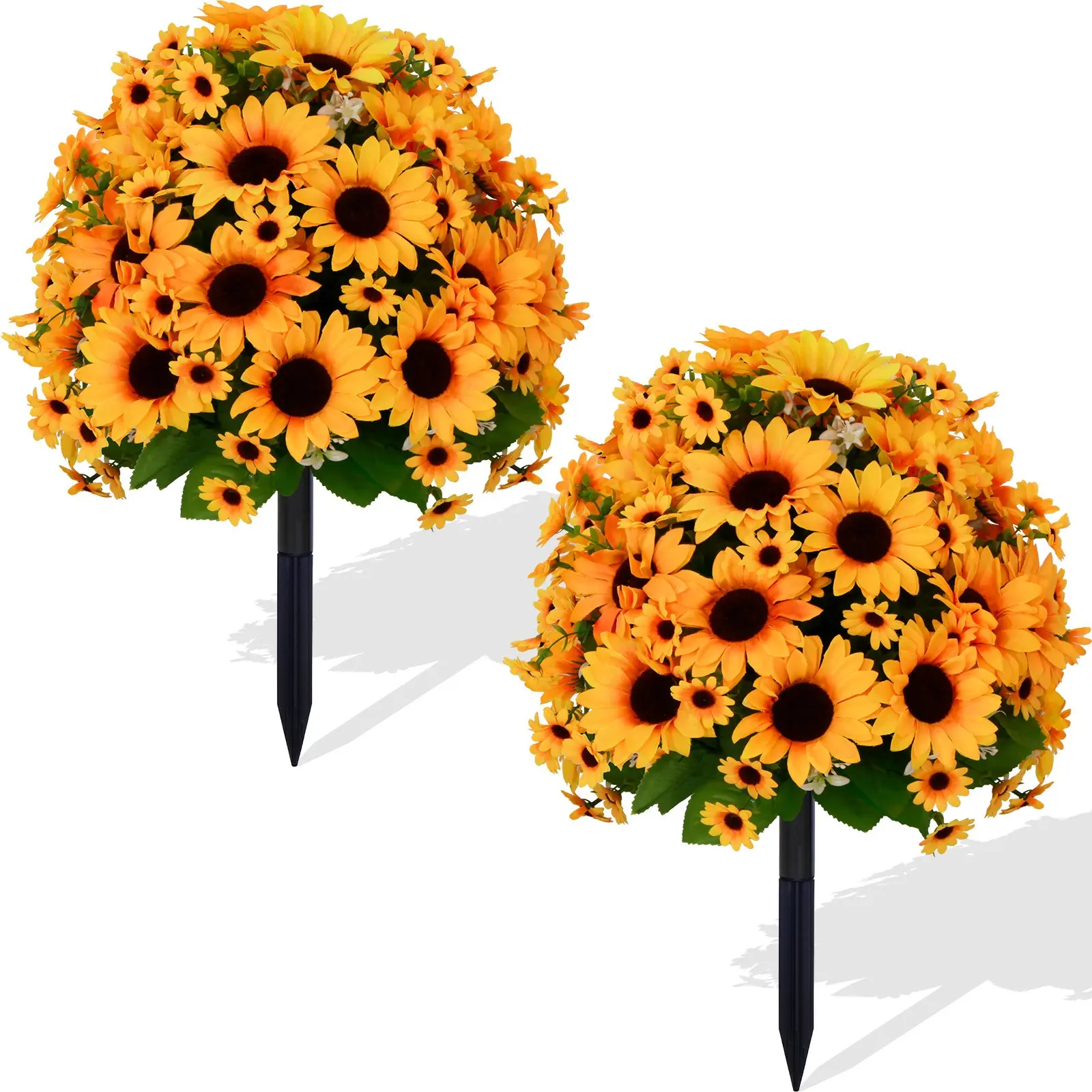 2-Pack Artificial Sunflower Ground Stake Decor, 20-Inch UV-Resistant Outdoor Garden Decoration, Easy Install, Indoor/outdoor Use