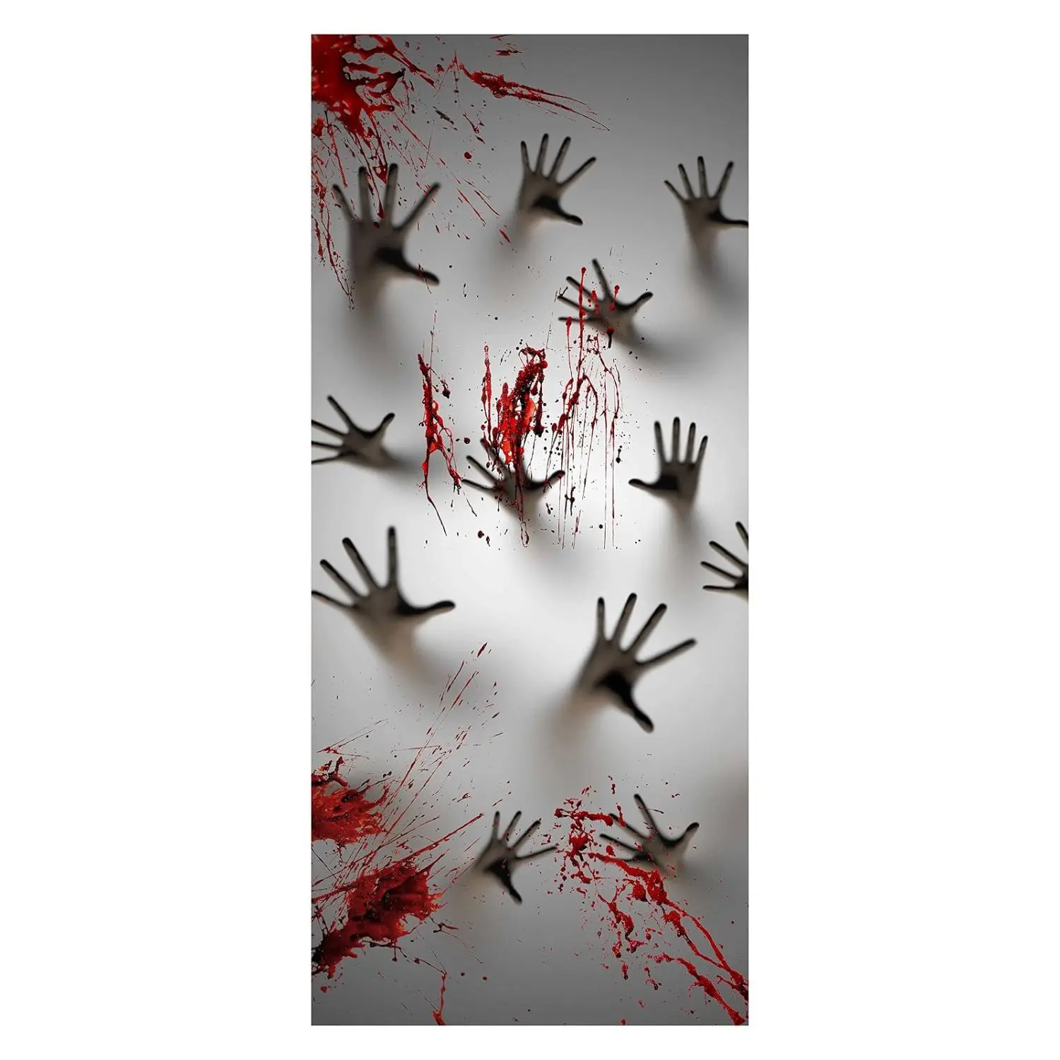 35.4x70.9" Scary Creepy Metal Blood Splatter Halloween Door Cover, Bloody Zombie Hands Decor for Front Door, Haunted House, Halloween Party