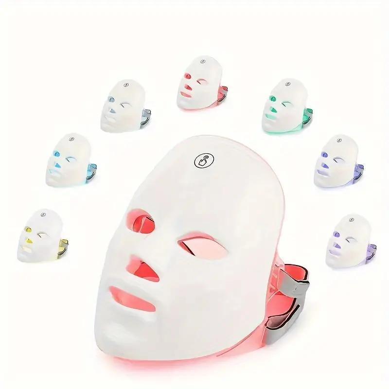 Rechargeable LED Facial Mask 7 Colors, Photon Beauty Mask, Home Skincare, Light Therapy, Lithium Ion Battery, 400mah, New Condition