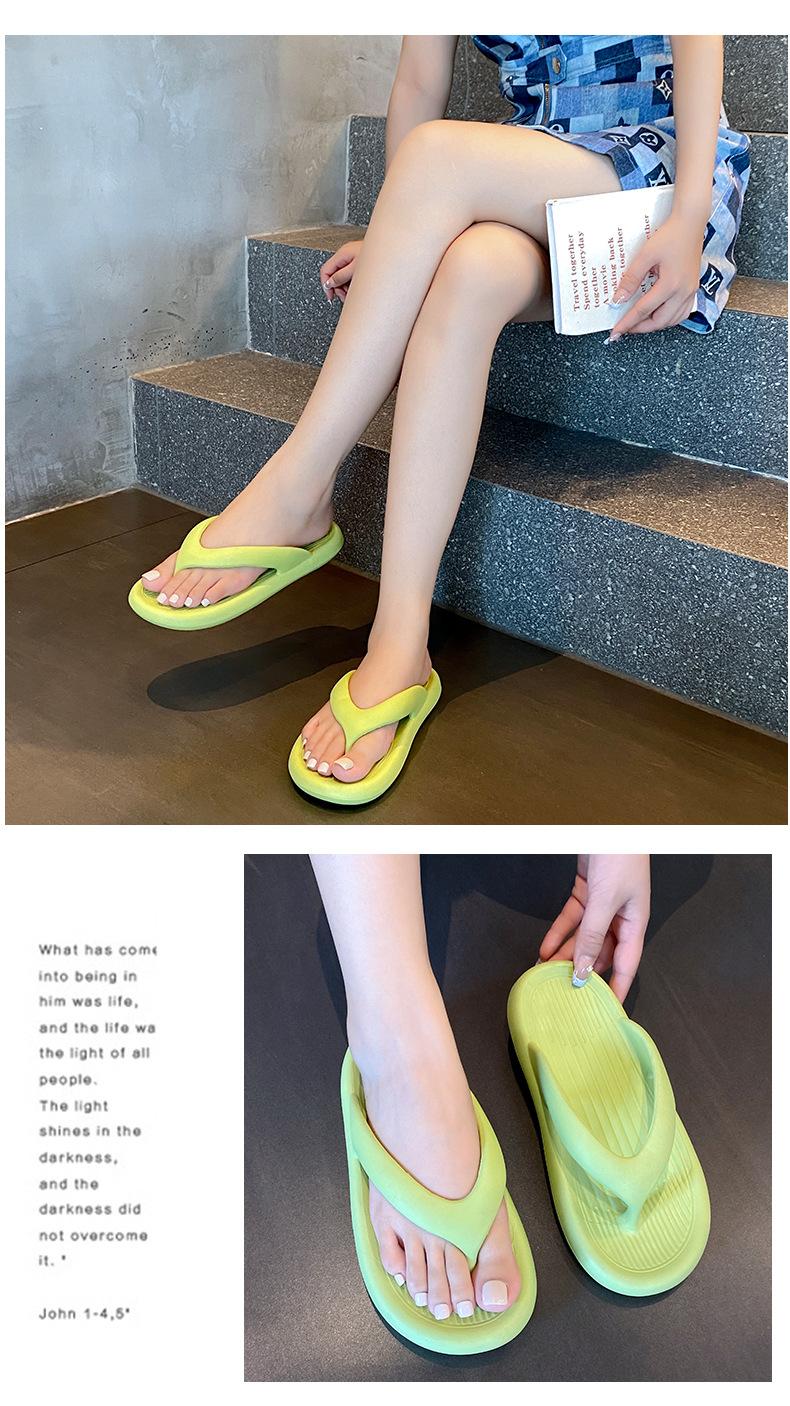 Summer Unisex Flip Flops Thick Sole Men Women Non Slip Beach Sandals Soft Bottom Couple Slippers Wear Resistant Footwear