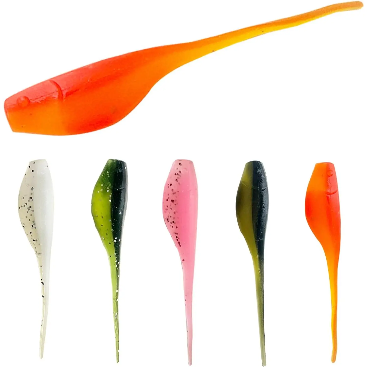75 count Crappie Lures Kit - Soft Plastic Coloured Crappie & Panfish Shad Baits
