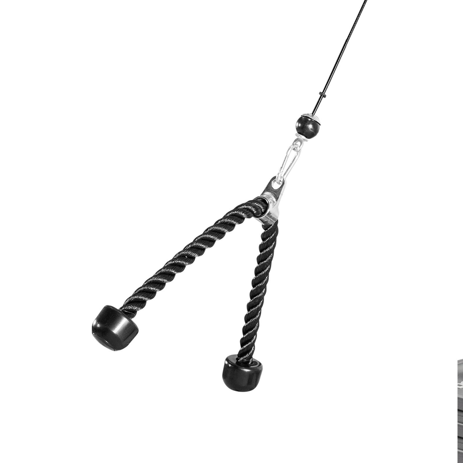 VEVOR Pulley System, 2 PCS LAT and Lift Pulley System, Gym Rack Pulleys Attachment with two Steel Cables, Short Bar, Dual Grip Handles, Cable Machine for Bicep, Shoulder, Back, Up to 330 lbs Capacity