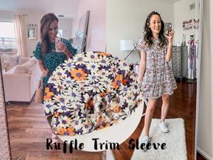 FMEYOA Womens Ruffles Boho Floral Printed Babydoll Loose Swing Casual Short Mini T-Shirt Dress FMEYOA Womens Ruffles Boho Floral Printed Babydoll Loose Swing Casual Short Mini T-Shirt Dress