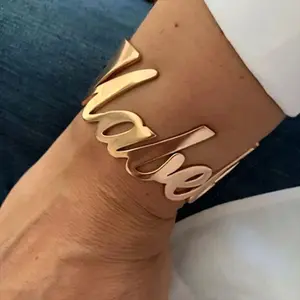 UWIN Custom Name Bangle PVD Gold Plated Stainless Steel Customized Fasion Jewelry for Women