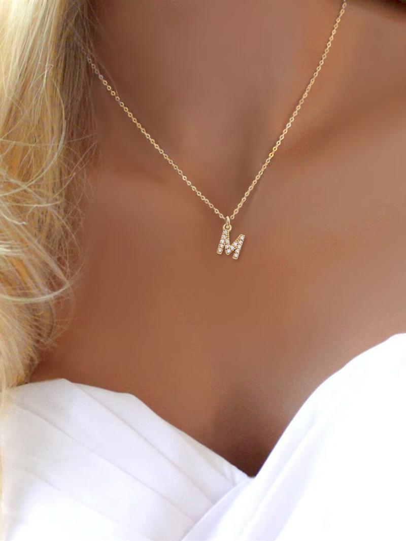 Classic Letter Pendant Necklace for Women, Stainless Steel Jewelry for Party, Daily Decor, Trendy All-match & Exquisite Jewelry for Gift without Box, Initial Letter Necklace