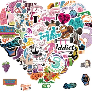50pcs Motivational Gym Stickers, Workout and Fitness Sticker Pack, Vinyl Decals for Water Bottles, Laptops, Planners, Men, Women, Teens
