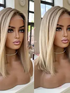 14 Inch Glitter Big Silky Straight Wig, Daily Wear 13x4 Front Lace Women's Wigs,100% Human Hair  150 Density Real Hair, Soft and Smooth