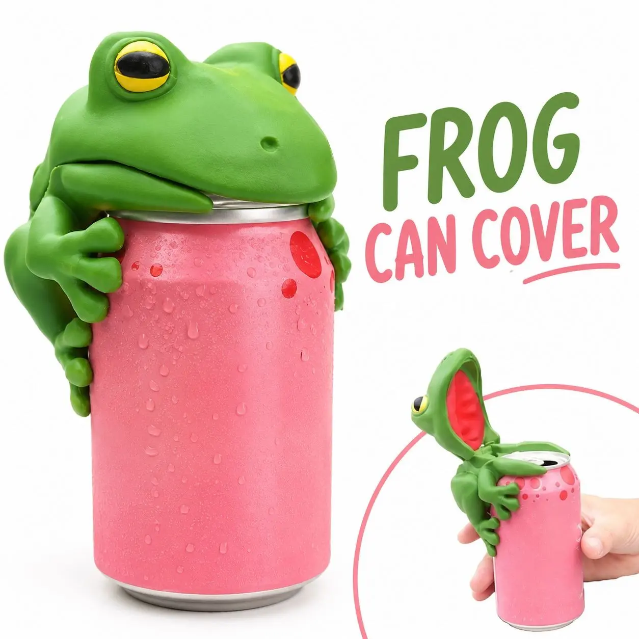 Frog Can Cover, Cute Reusable Drink Can Lid for Soda, Beer & Sparkling Water, Keeps Bugs & Dust Out, Fits Most Standard Beverage Cans, Fun Outdoor Picnic Camping Accessory