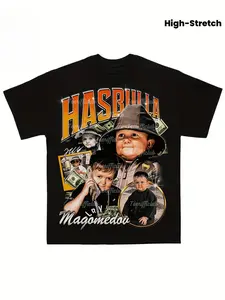 Retro Vintage Hasbra Magomedo 2013 T-Shirt for Men - Bootleg Y2K Style with Money Logo and Text (Hasbulla/Magomedov) - Comfortable High-Elasticity Fit, Collectible Urban Clothing, Iconic Design from Hasbulla's Viral Video