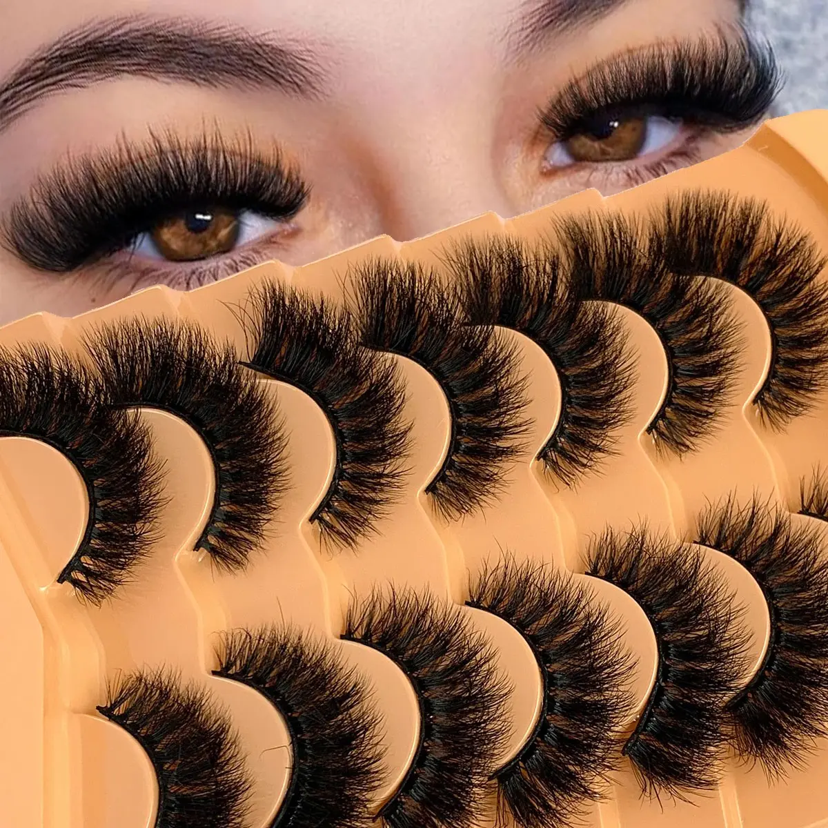 7 Pairs Artificial Mink Eyelashes Soft Fluffy Dense Dramatic Long Thick False Lashes for Festivals and Parties, Reusable Handmade