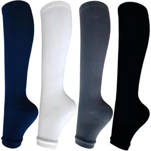 Sports Compression Socks for Women, 15-20 mmHg Open Toe Footless Anti-Slip Performance Athletic Socks, 4 Pairs