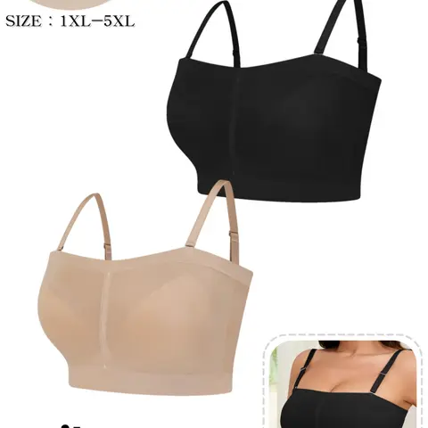 Women's Summer Tank Top, Seamless Strapless Invisible Bra, Medium Support, Breathable Lightweight, Front Buckle Design, No Pads, All Seasons